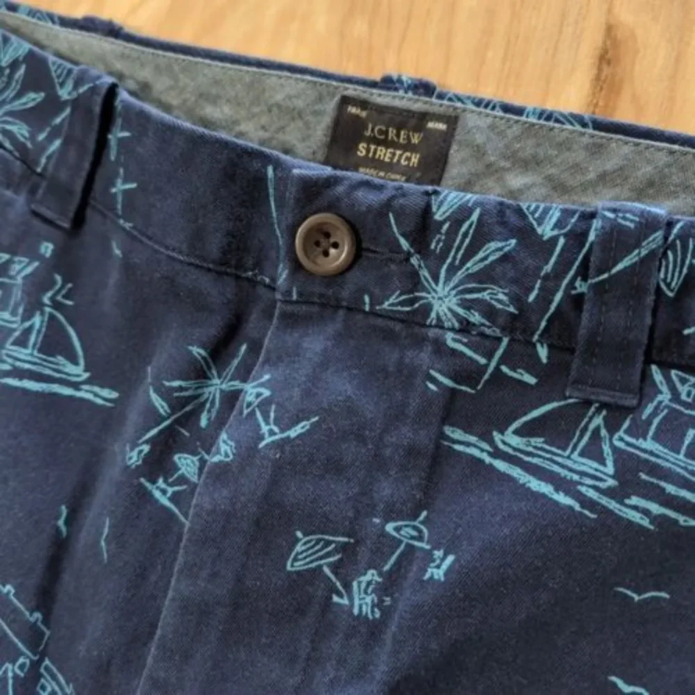 J. Crew Stretch Shorts Men's 34x9 Blue Flat Front‎ Classic Chinos beach